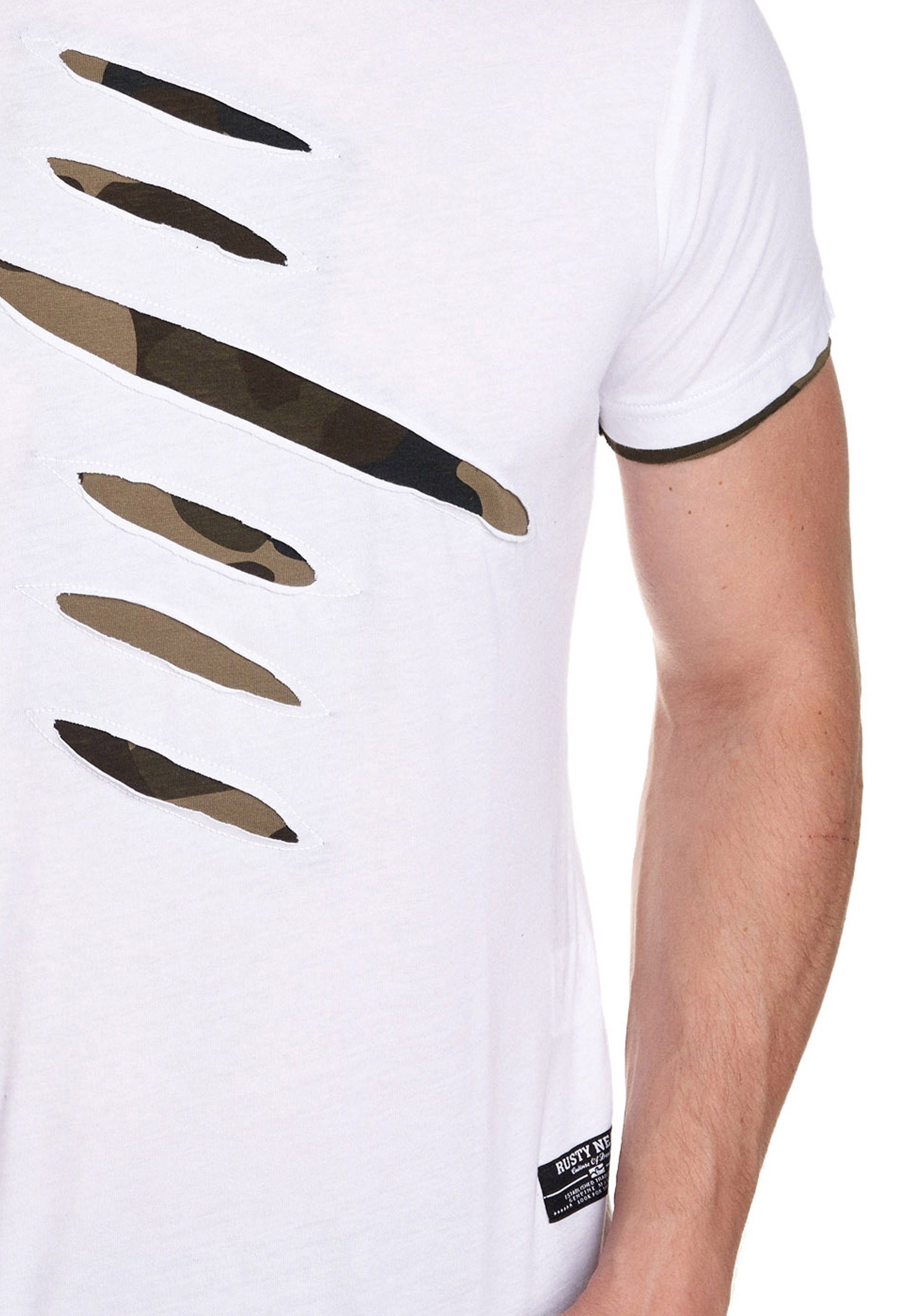 Rusty Neal T-Shirt im weiß trendigen 2-in-1-Design