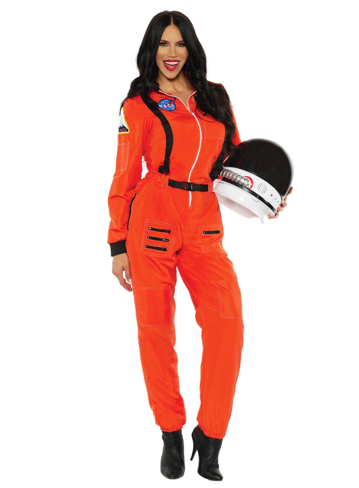 Underwraps Kostüm NASA Astronautin Kostüm orange, Gewappnet für die Schwerelosigkeit: Jumpsuit für die Raumfahrerin