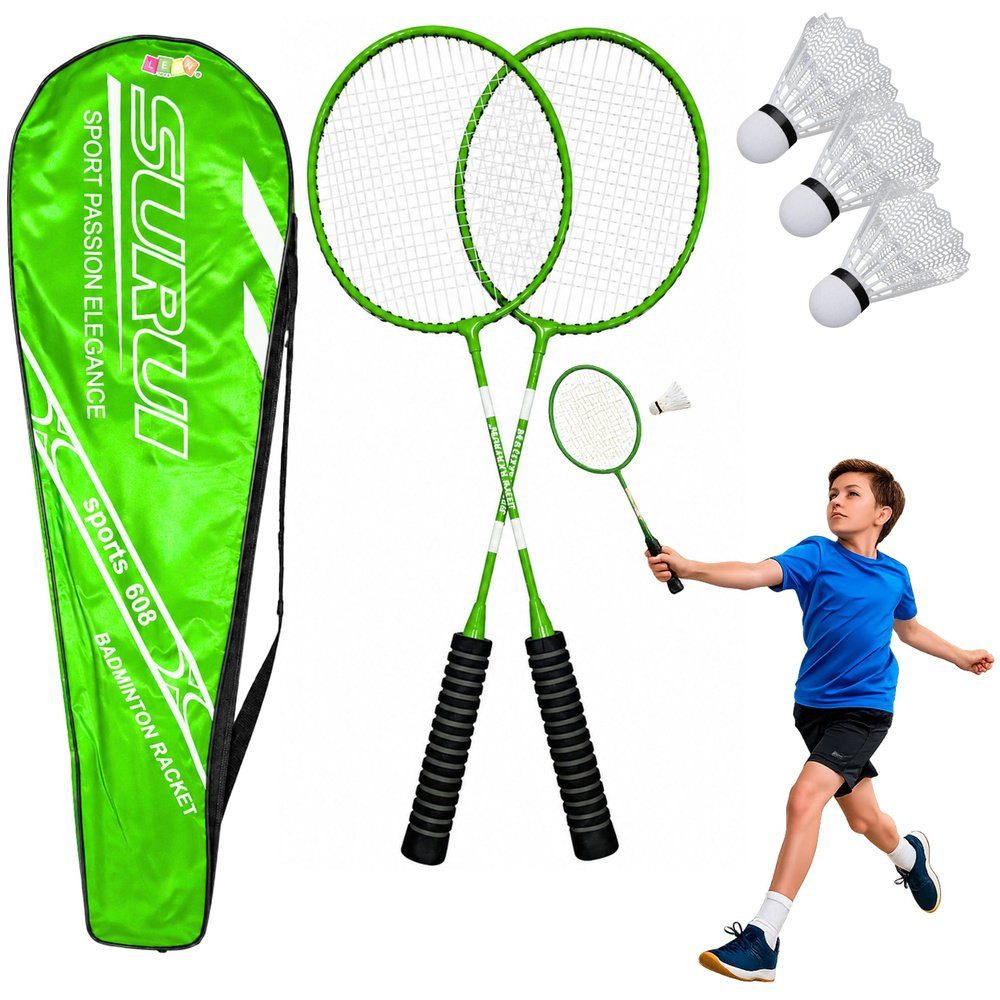 Wisam Lernspielzeug Badminton-Set, bestehend aus Schlägern, 3 Federbällen