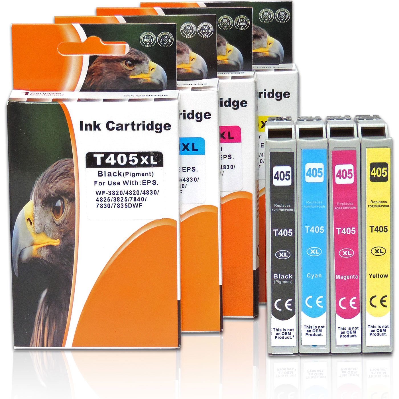 D&C Kompatibles 4er-Set 405XL Картриджи für Epson WorkForce Pro Tintenpatrone (Kompatibel für Epson WorkForce Pro WF-7800 Series 405XL, C13T05H64010, T05H6, DTWf)