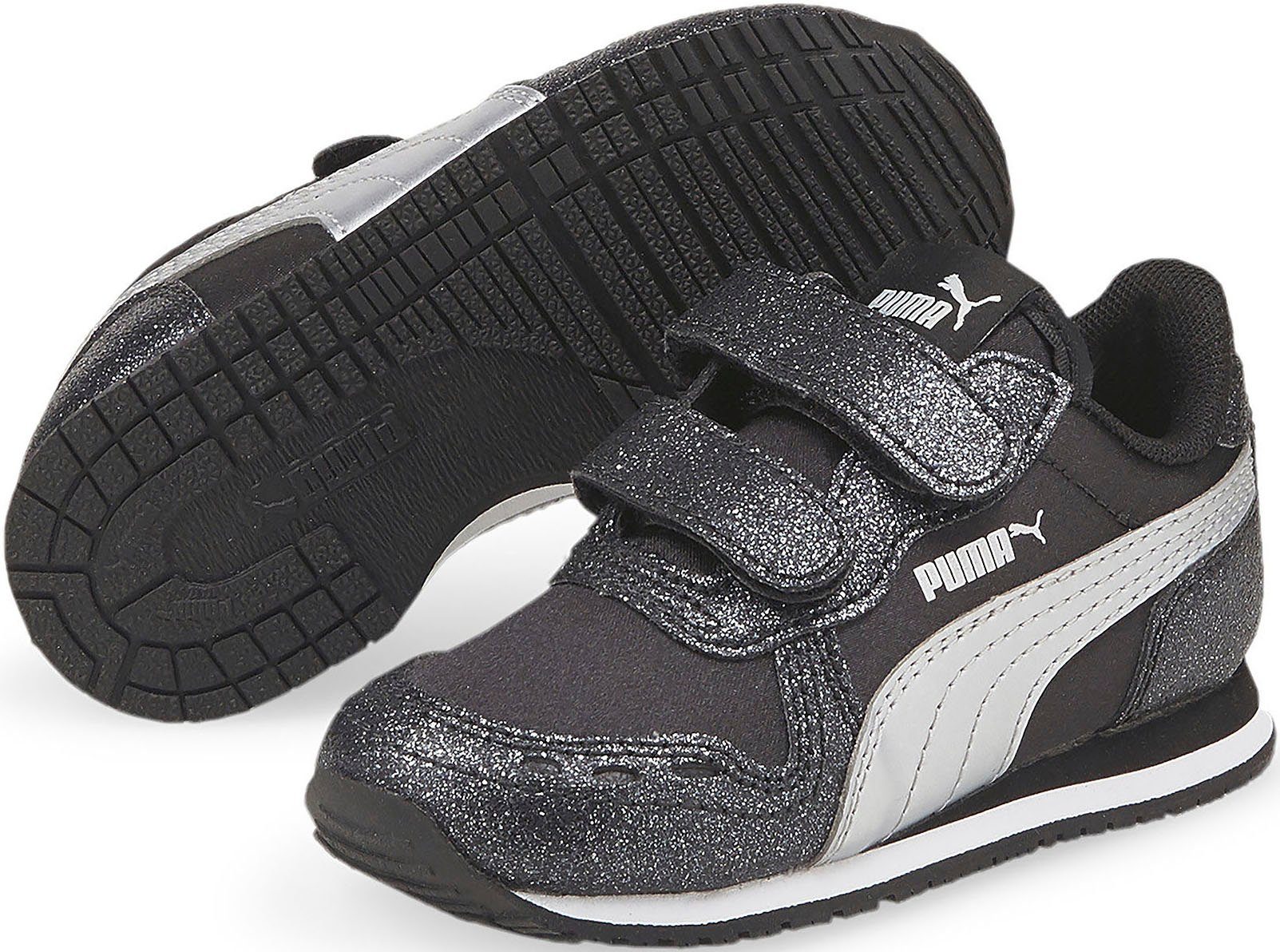 PUMA CABANA RACER GLITZ V INF Sneaker fur Kinder mit Klettverschluss Synthetisches Glitzermaterial und Klettverschluss