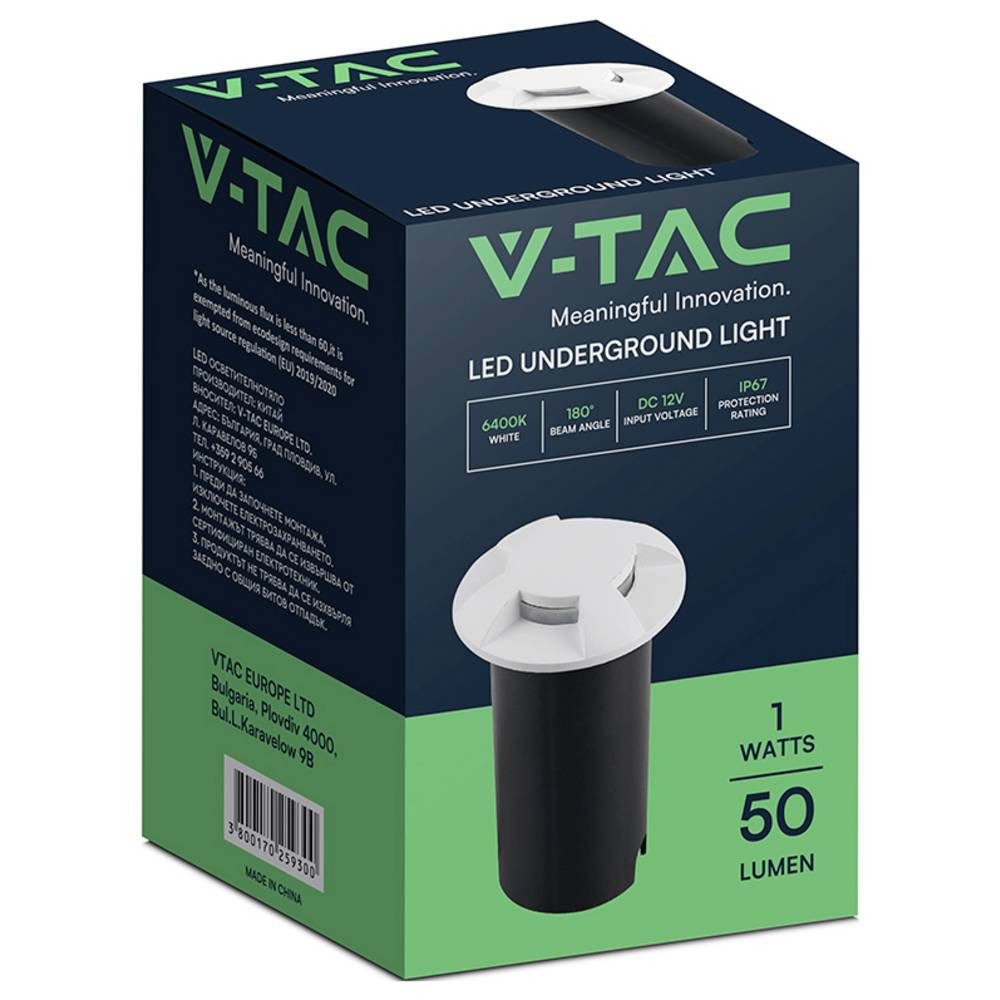 V-TAC LED Einbauleuchte VT-1171 211471 LED-Boden-Einbauleuchte LED 1 W Weiß
