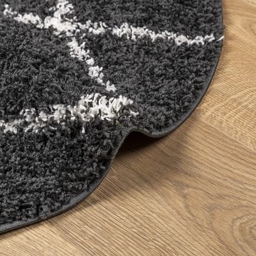 Teppich Teppich Shaggy Hochflor Modern Schwarz und Creme Ø 120 cm, vidaXL, Runde