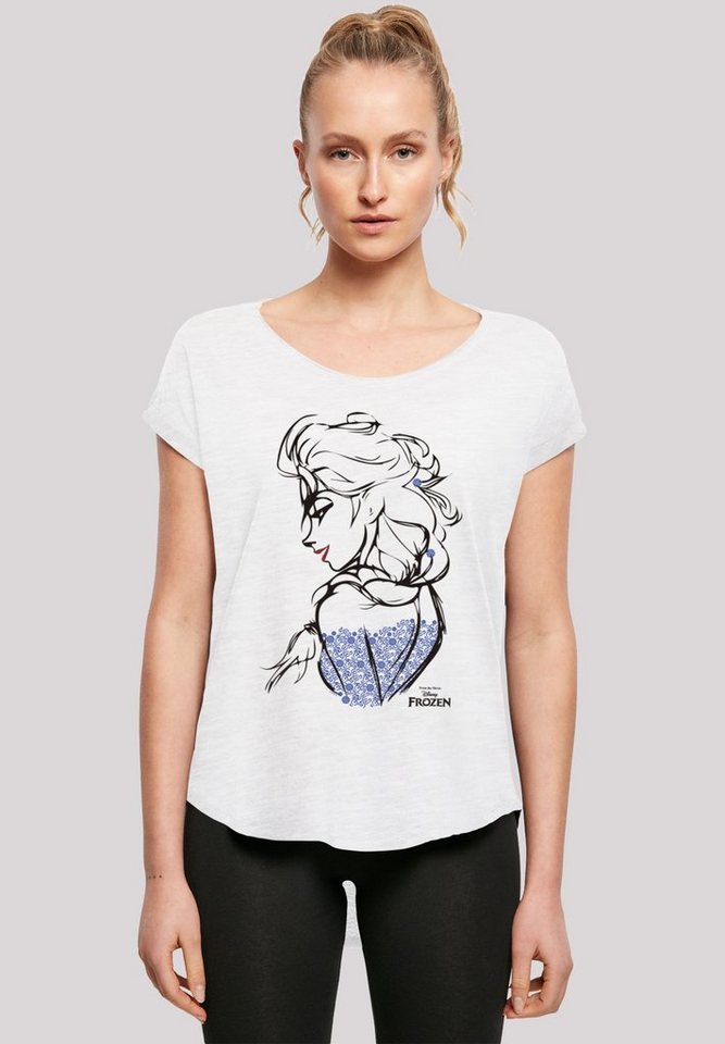 F4NT4STIC T-Shirt Frozen Elsa Sketch Mono Print, Sehr weicher Baumwollstoff  mit hohem Tragekomfort