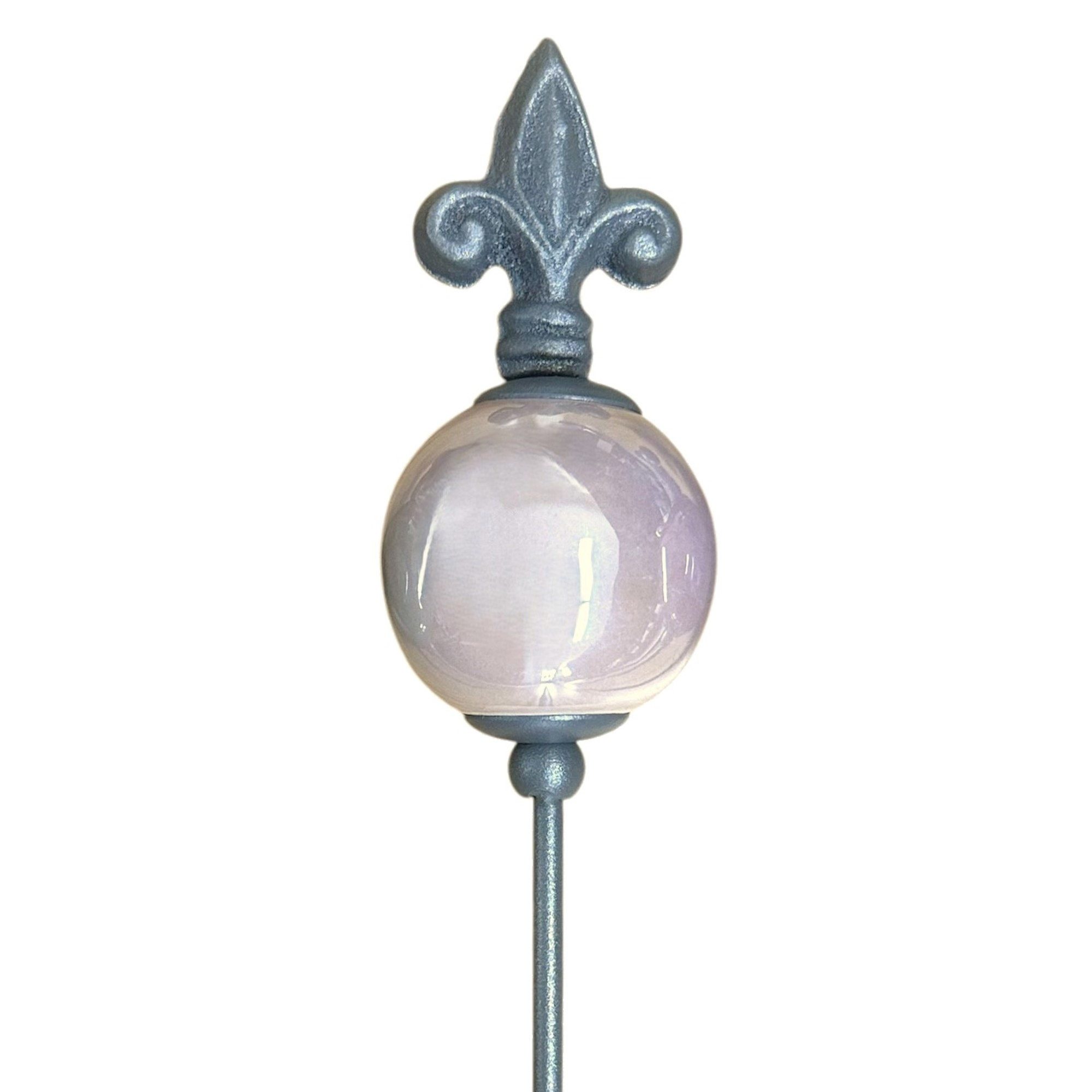 naninoa GmbH Gartenstecker Metall Stecker französische Lilie Gartenstecker Grau BEIGE 80cm