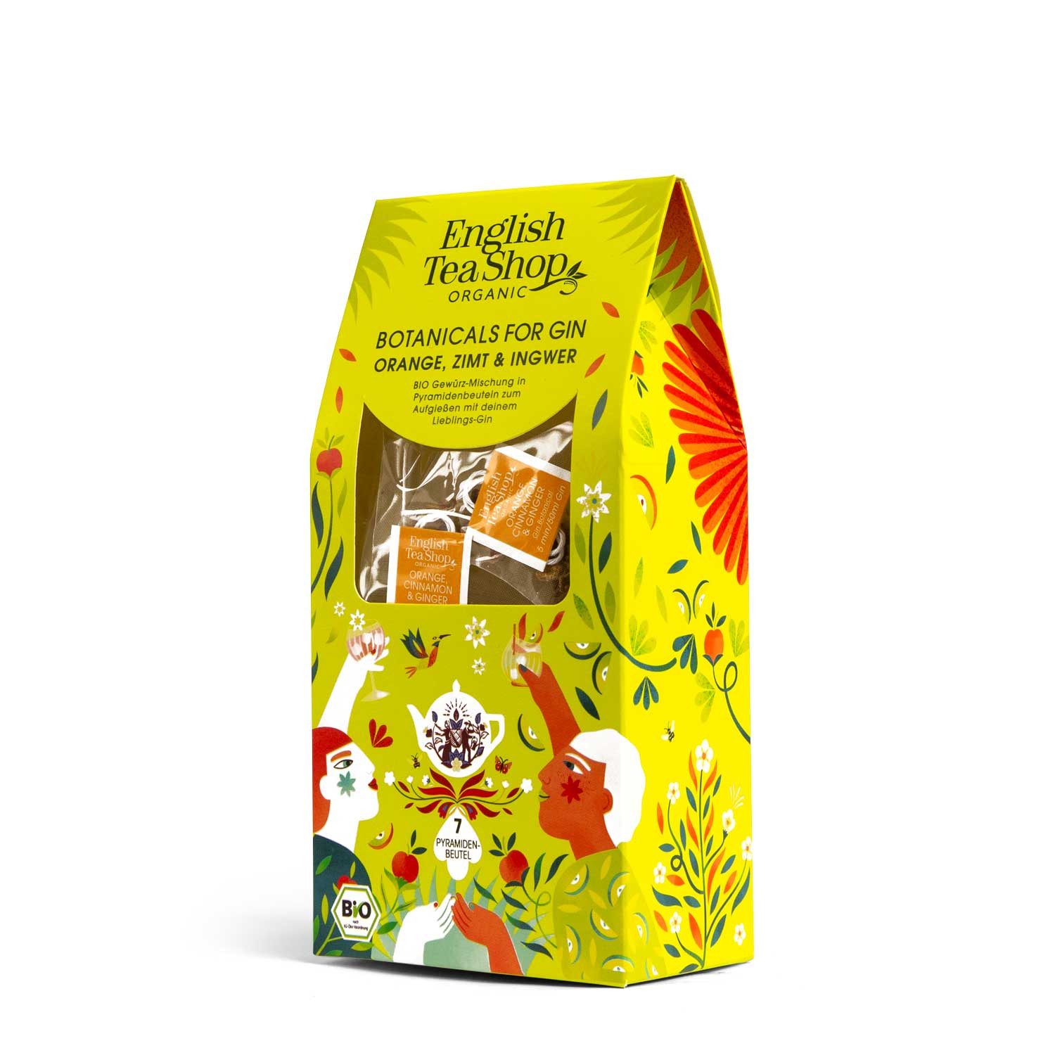English Tea Shop Tee Botanicals for Gin, Orange Zimt Ingwer, BIO Gewürze 7 Pyramiden-Beutel, Fruchtig, würzig & sommerlich erfrischend.