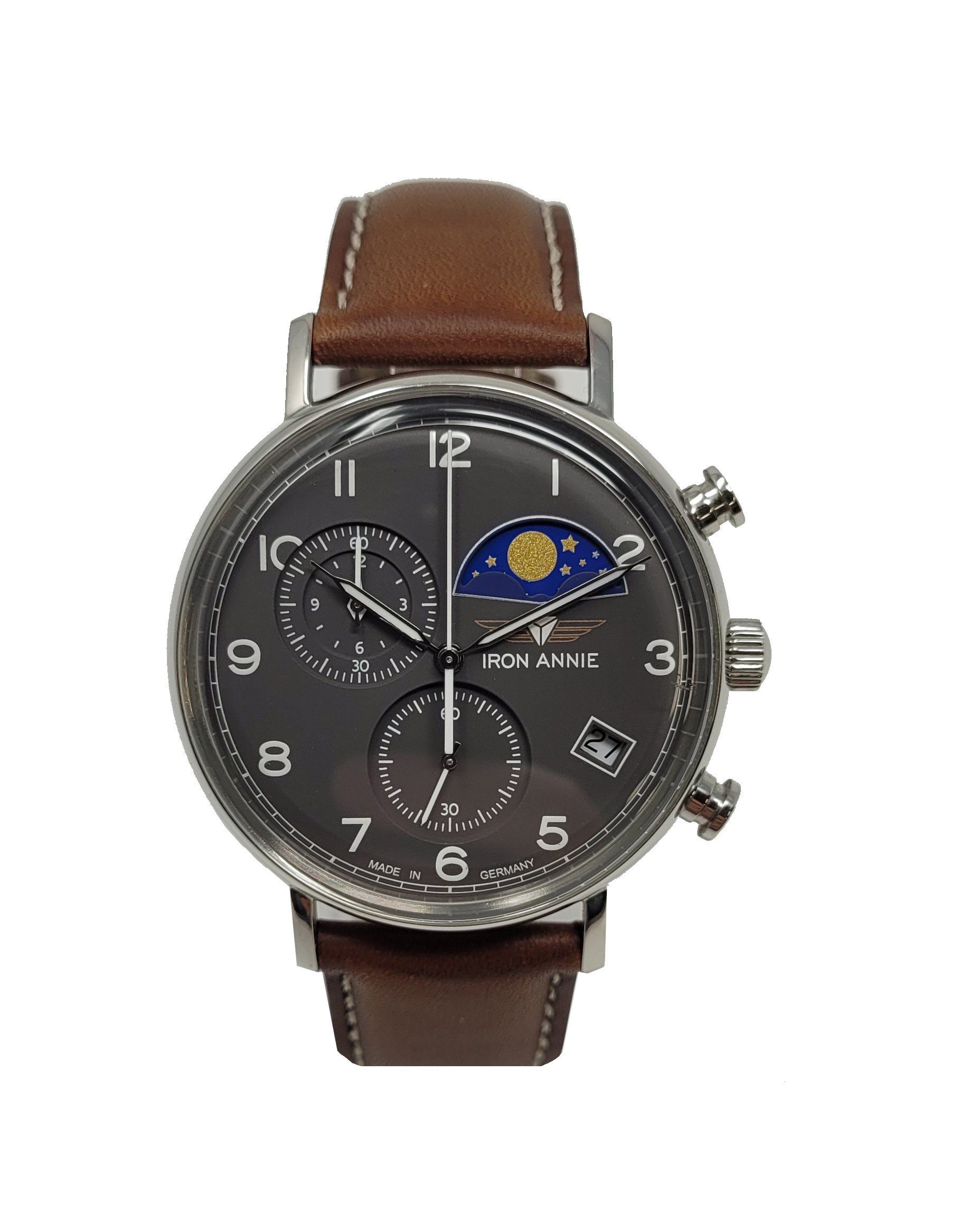 IRON ANNIE Chronograph Iron Annie Amazonas 41mm Made in Germany 5994-4, Amazonas 41mm Lederband Made in Germany 5994-4