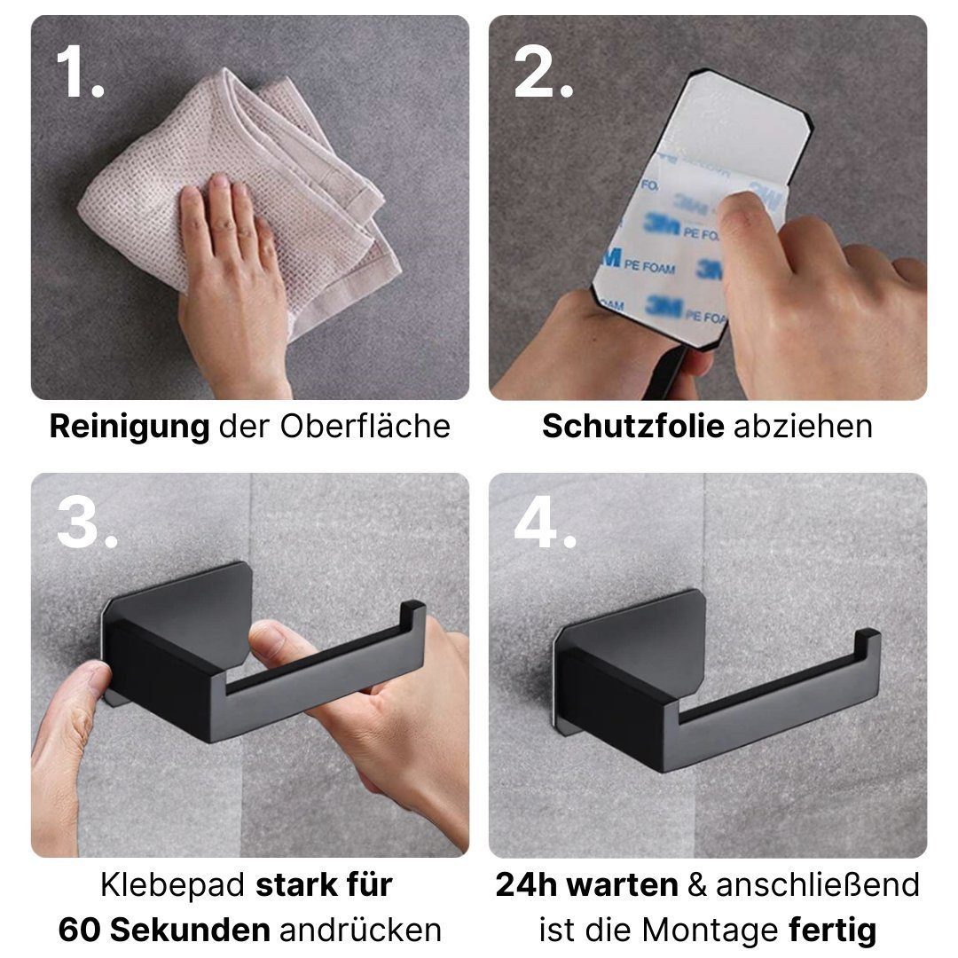 LIVINA HOME Toilettenpapierhalter Klopapierhalter Selbstklebend, WC Rollenhalter ohne Bohren Edelstahl, WC Halter Rollenhalter Papierhalter Klorollenhalter – Bild 4 von 5