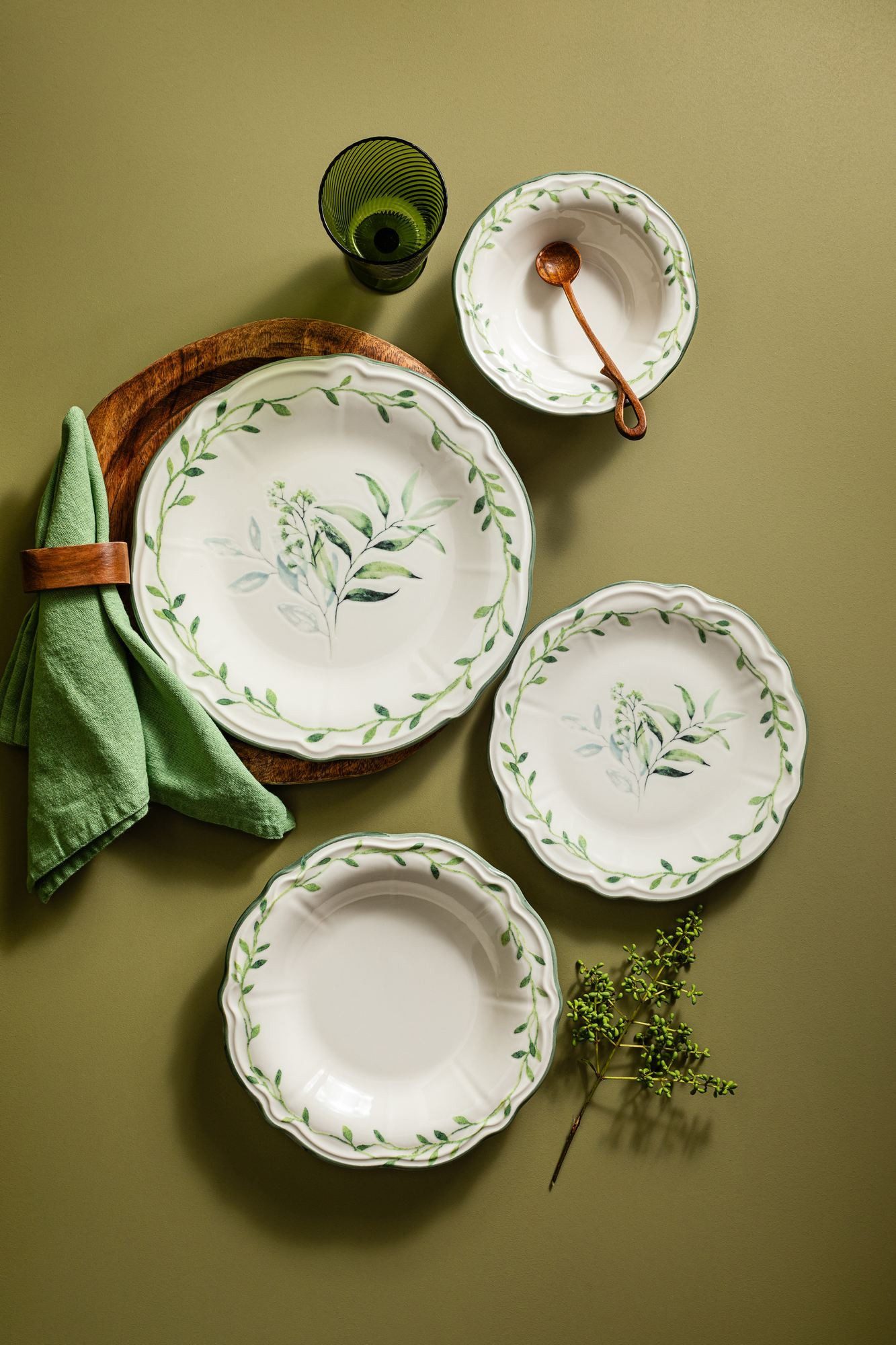 Hermia Concept Geschirr-Set Olivessa (24-tlg), 6 Personen, Porzellan, 24-teiliges Set