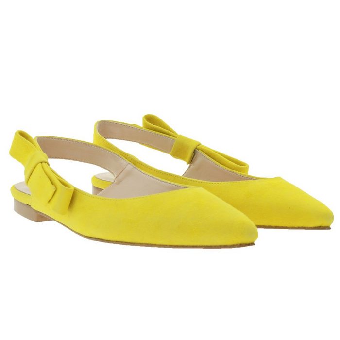 BiancaDi Bianca Di Sling-Pumps komfortable Damen Veloursleder Absatz-Schuhe Made in Italy Slipper Gelb Slingpumps