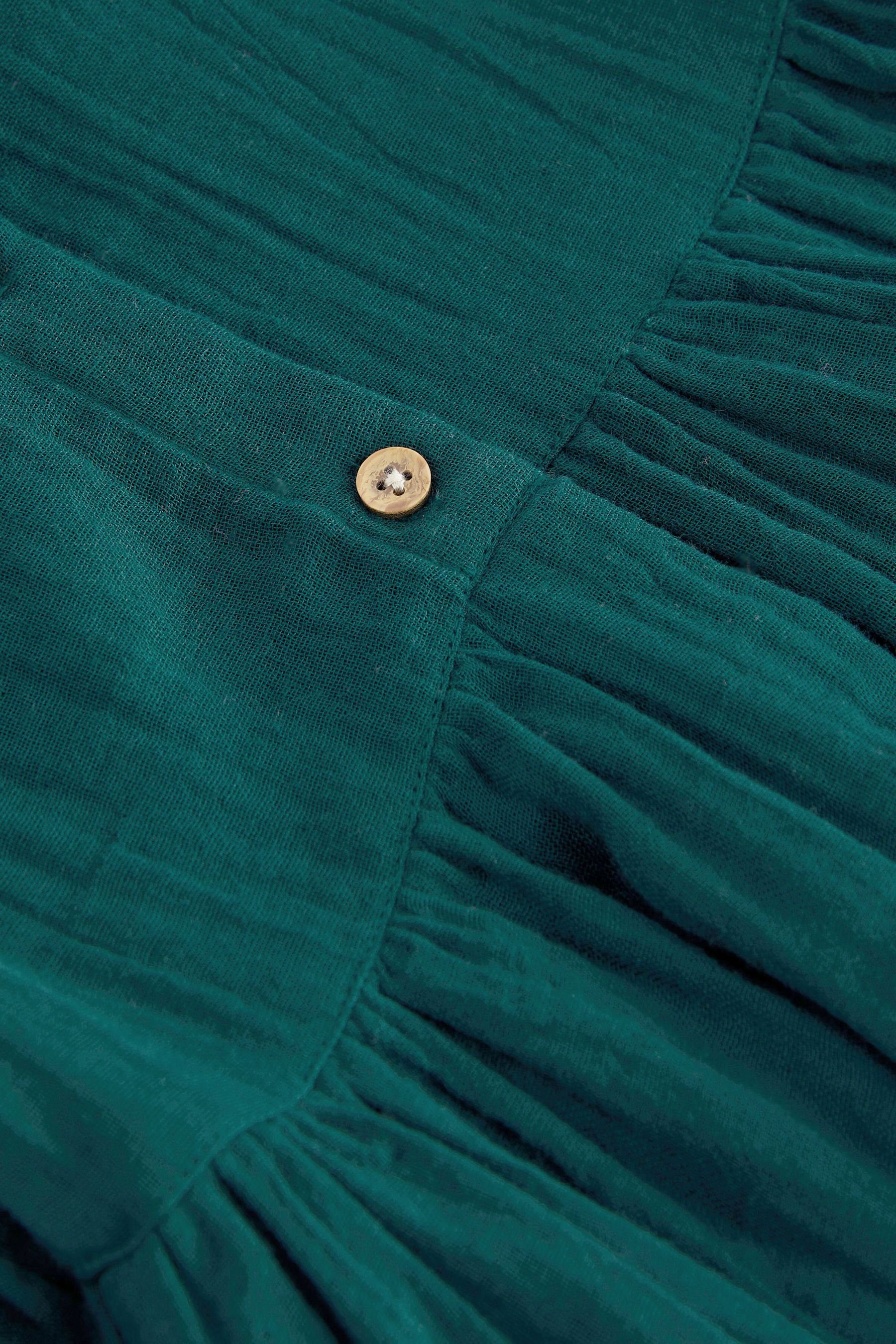 (1-tlg) Langärmeliges Schleifenkragen Baumwollkleid mit Next Teal Druckkleid Blue