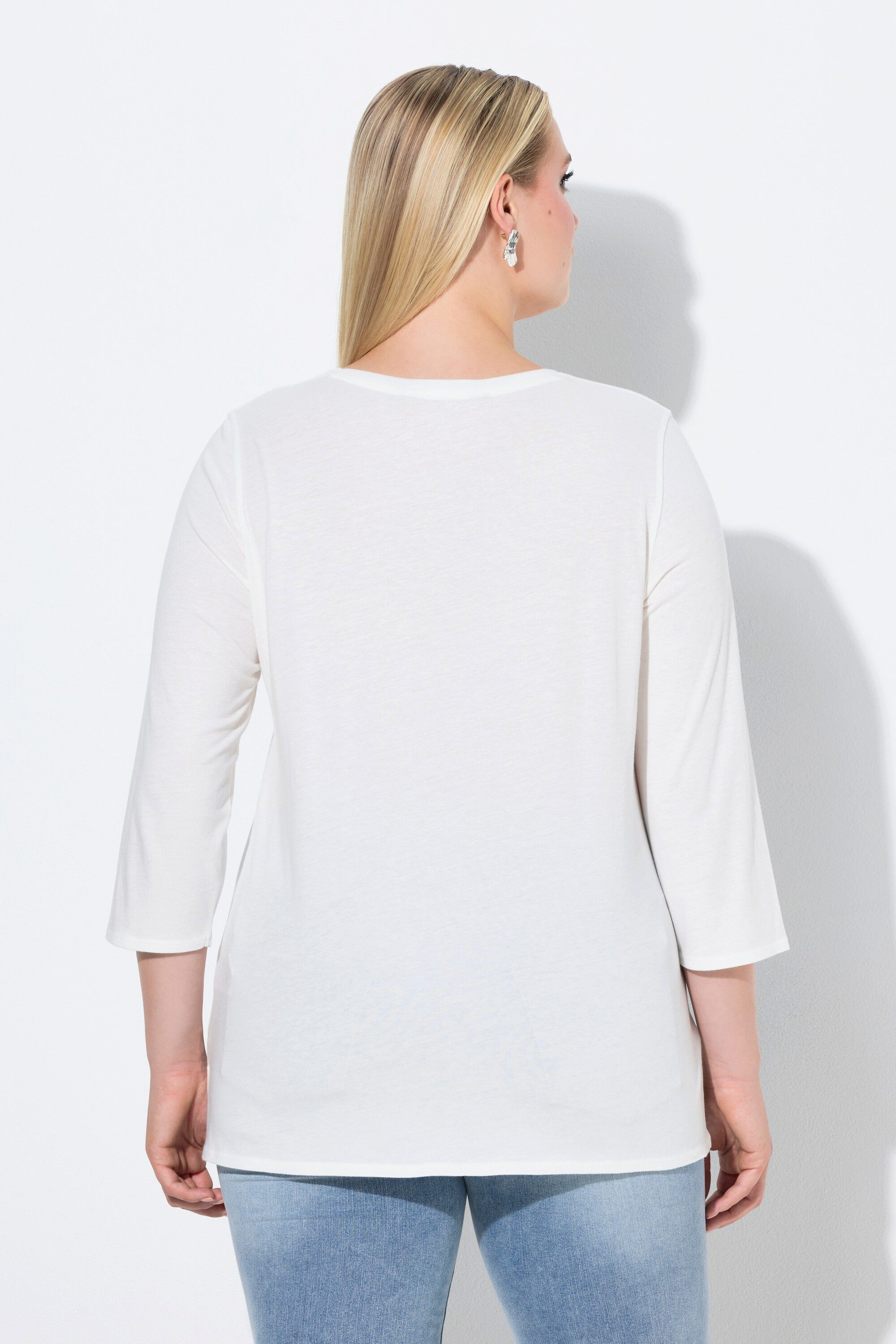 Ulla Popken T-Shirt Shirt Bon Voyage Classic Rundhals 3/4-Arm