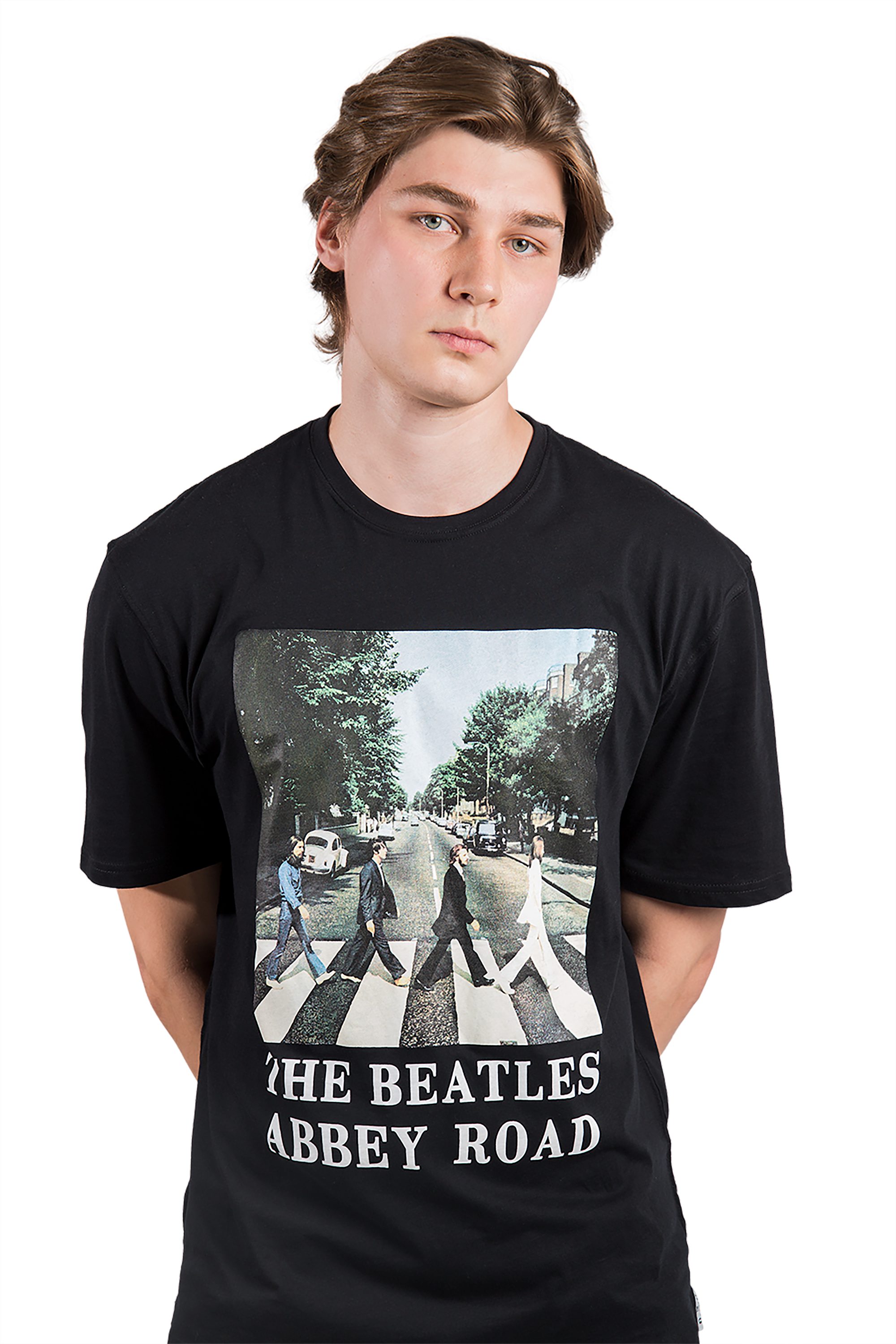 black"/GOTS Beatles Frontprint mit Stück) Road, The "Abbey T-Shirt (Stück, 1-tlg.,