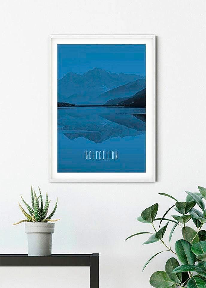 Wohnzimmer Poster Word (1 Lake Kinderzimmer, Schlafzimmer, Komar Natur Reflection Blue, St),
