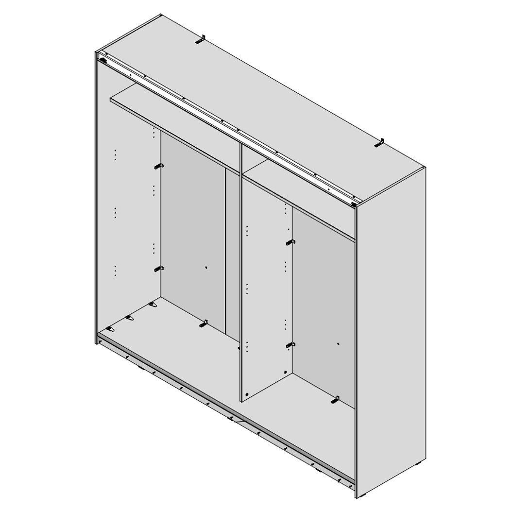 expendio Kleiderschrank Wibold 170x191x61 Schwebetürenschrank mit Kleiderstangen 3 weiß cm Sandeiche