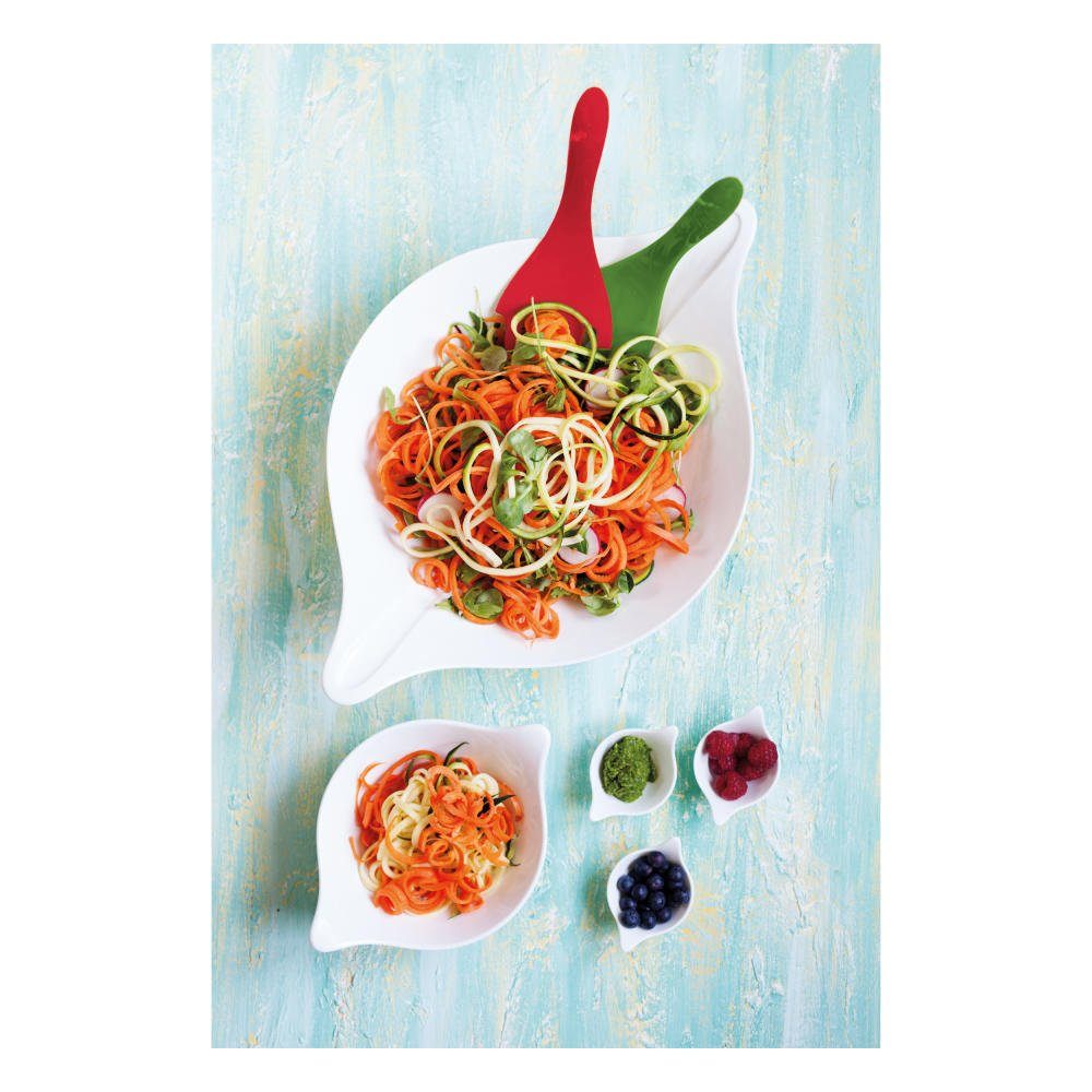 KOZIOL Salatschüssel Leaf L+, Kunststoff, (3-tlg), mit Salatbesteck