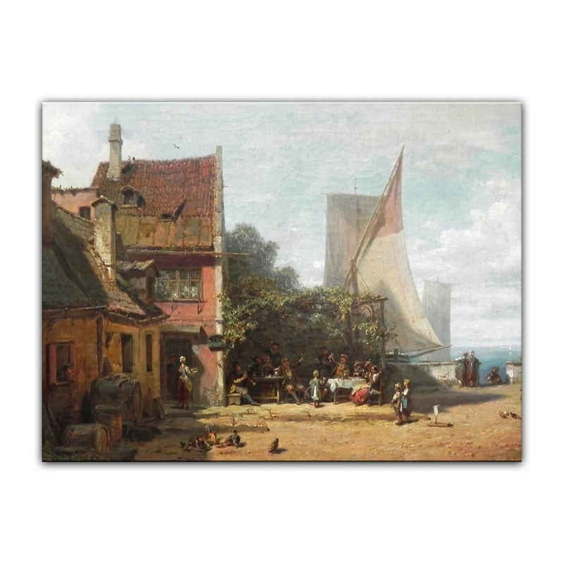 Bilderdepot24 Leinwandbild Alte Meister - Carl Spitzweg - Alte Schänke am Starnberger See, Restaurant & Cafés