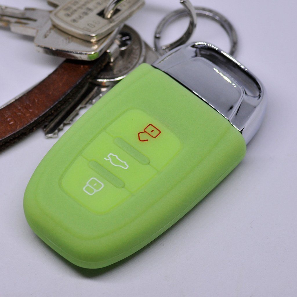 Schlüsseltasche 3 S4 R8 SMARTKEY Grün, Tasten TT A6 A4 KEYLESS Schutzhülle S5 für mt-key Softcase Q5 fluoreszierend S6 Silikon Audi Q3 A5 Autoschlüssel