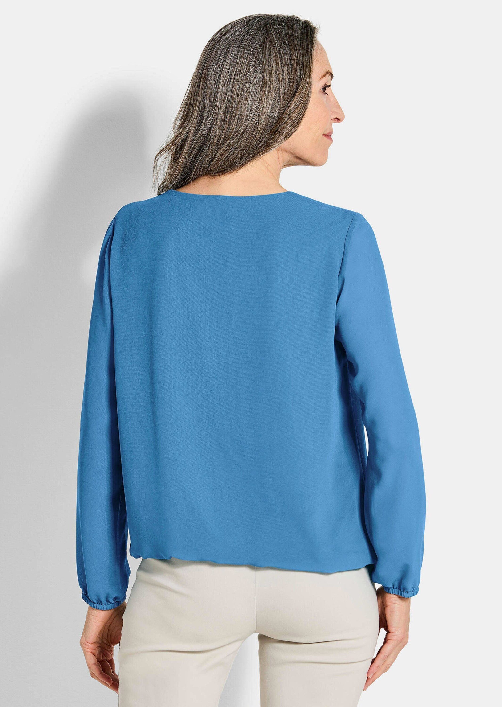 GOLDNER Klassische Bluse Jerseybluse mit Falten-Details Blusenshirt mit Rundhals, Gummibündchen und Langarm – Bild 3 von 5