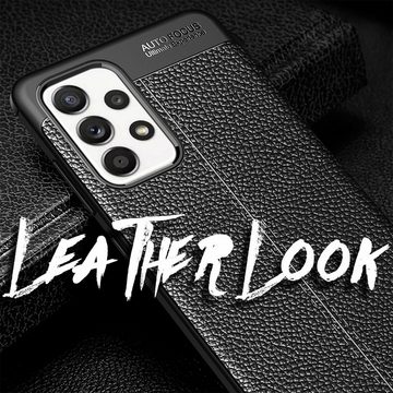 Nalia Smartphone-Hülle Samsung Galaxy A52 Samsung Galaxy A52 5G Samsung Galaxy A52s 5G, Leder-Look Silikon Hülle / Anti-Fingerabdruck / Kratzfest / Stoßfest / Rutschfest / Leder-Optik aus Silikon Schutzhülle / Soft Case / Phone Cover / Handy-Tasche Bumper Etui Handycase Backcover Handy-Schale Handycover