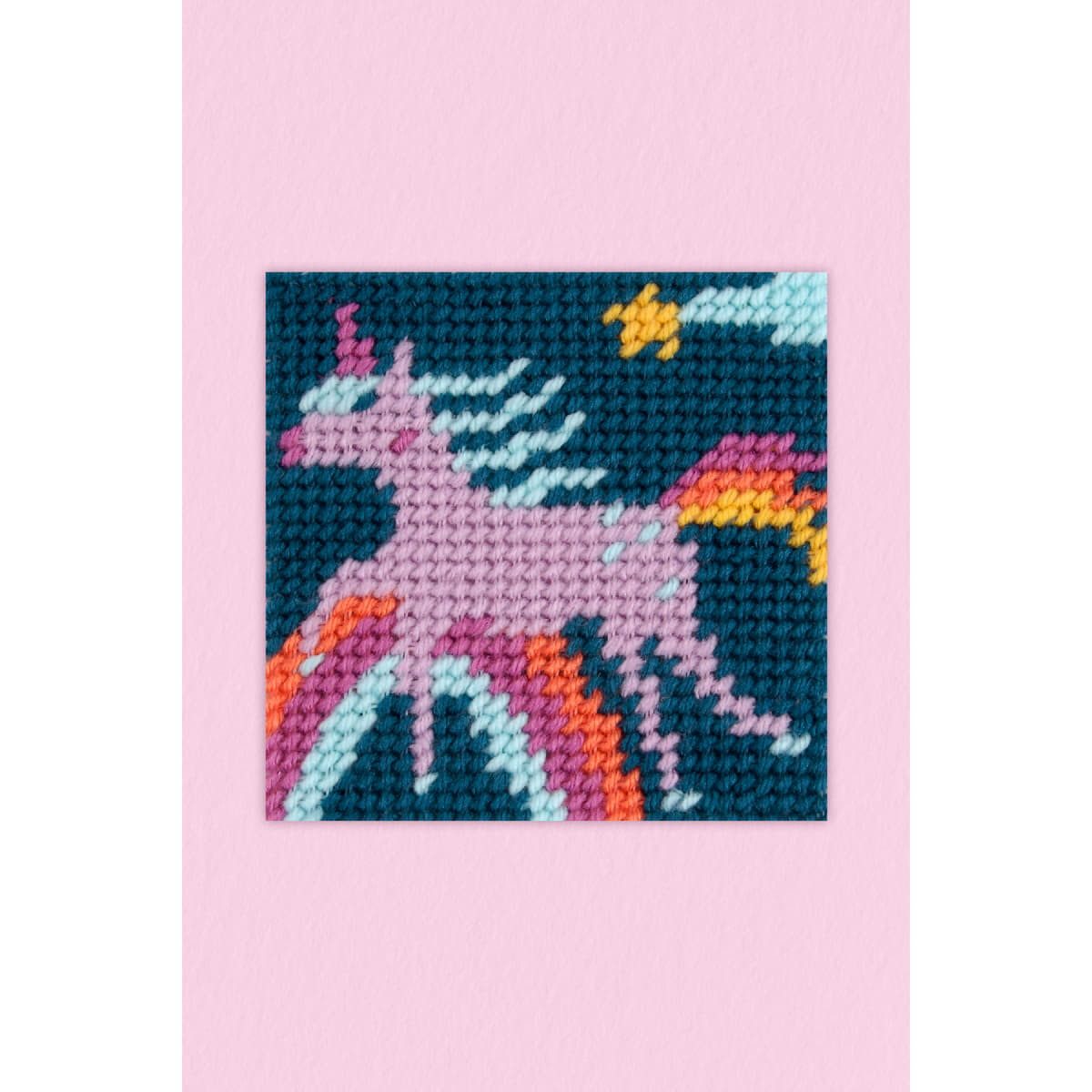 DMC Kreativset DMC Gobelin Stickset "Regenbogen-Einhorn", vorbedruckt, 15x15cm..., (embroidery kit by Marussia)