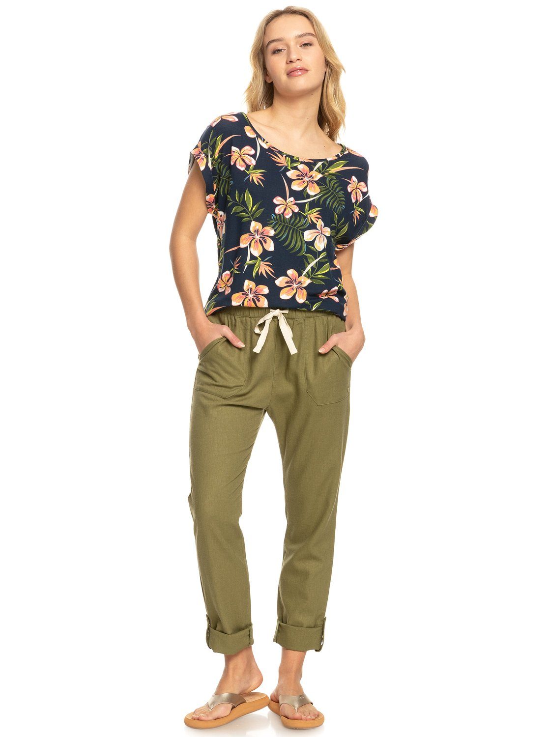 Green Roxy Cargohose On Loden The Seashore