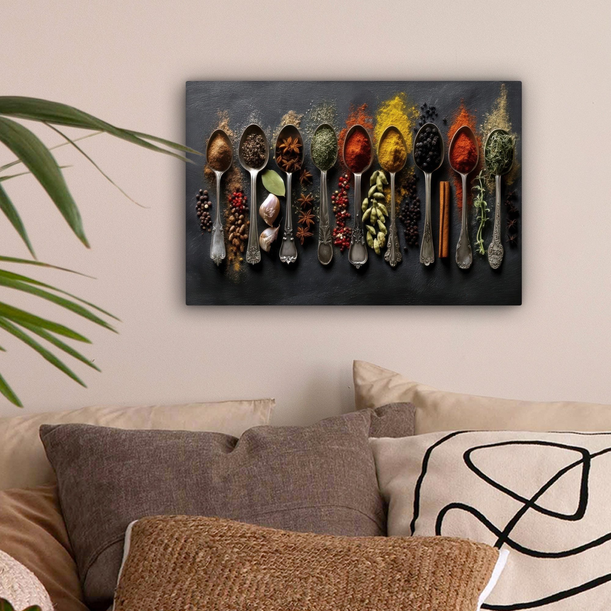 OneMillionCanvasses® Leinwandbild Löffel - Gewürze - Zimt - Chili, Fotodruc günstig online kaufen