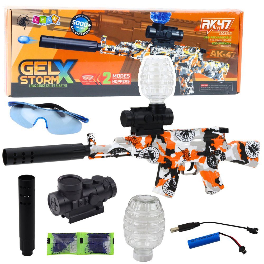 Wisam Wasserspielzeug AK47 Gewehr für Wasserbälle Hydrogel Graffiti Orange, 100% Kunststoff