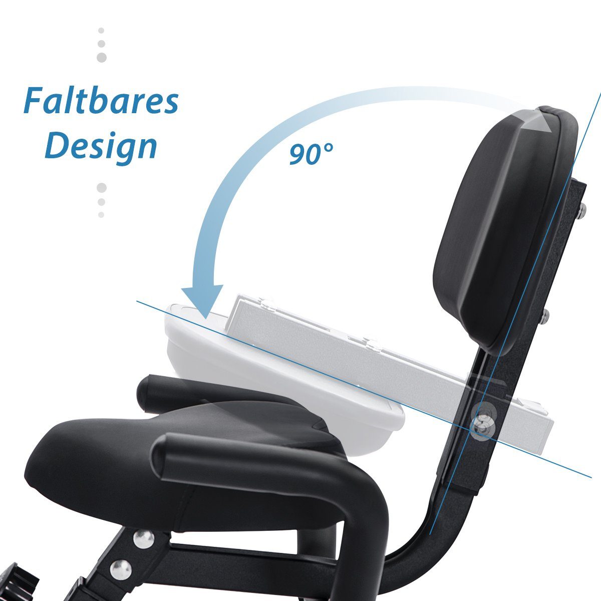 Heimtrainer (magnetische faltbares Fitnessfahrrad), 3-in-1 X-bike mit Expanderbänder, 10 Widerstandsstufen, Max 120 kg