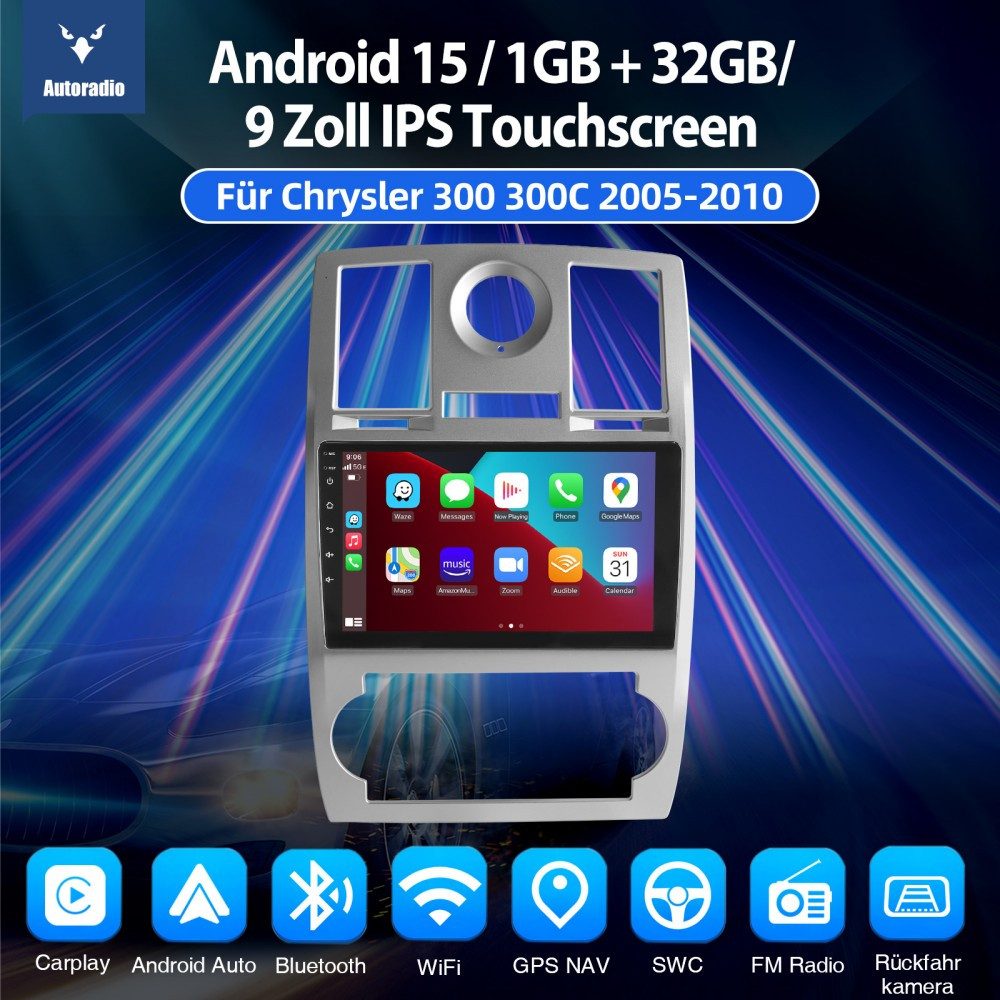ESSGOO Für Chrysler 300C 2005-2010 Android 15 GPS Navi WIFI BT SWC Autoradio (RDS, Digitalradio (DAB), FM, AM, Carplay Android Auto GPS Navi WIFI BT SWC)