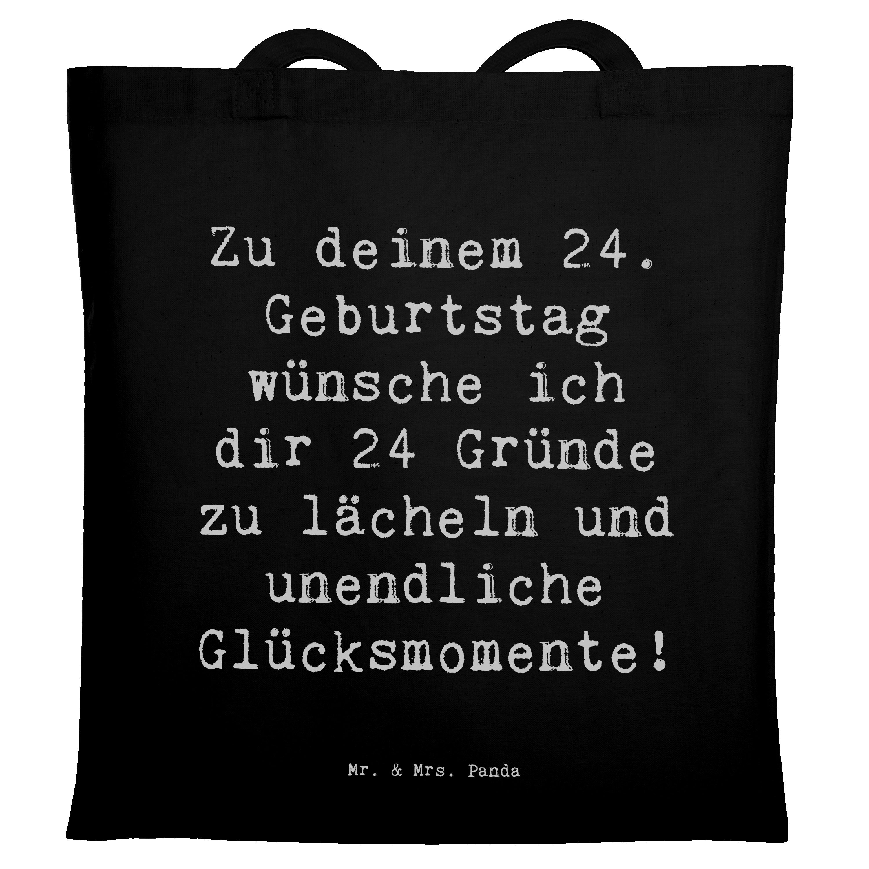 Tragetasche Spruch 24. Geburtstag Glück - Schwarz - Geschenk, Wünsche, Geburtstag