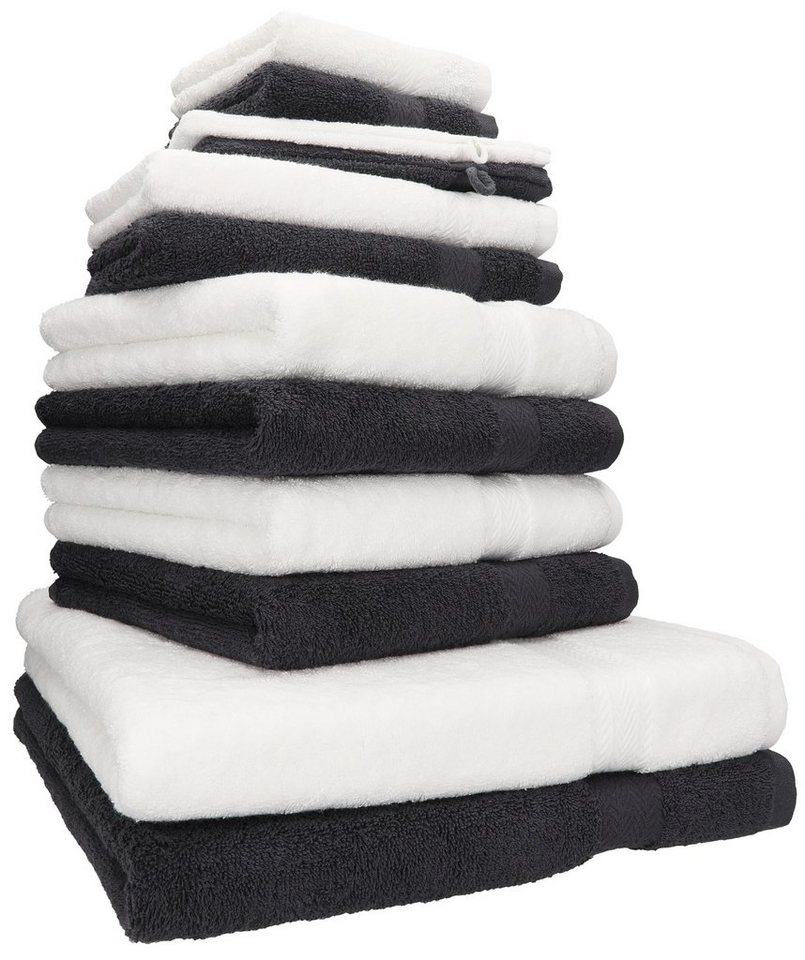 Betz Handtuch Set 12-TLG. Handtuch Set Premium Farbe weiß/Graphit grau, 100%  Baumwolle, (12-tlg)