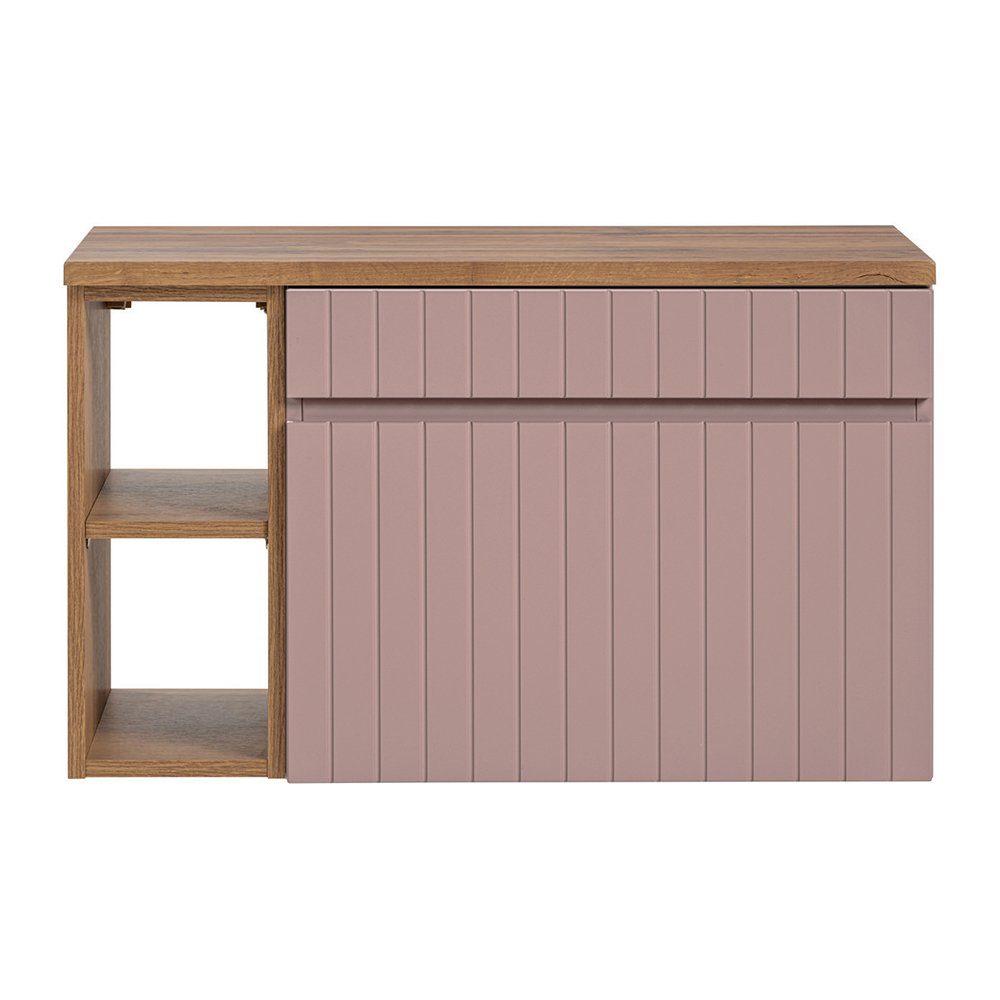 Lomadox Waschbeckenschrank IRAKLIO-56-ROSE rosa Eiche Nb., Regal, 1 Auszug, B/H/T 80,4/48,5/46 cm