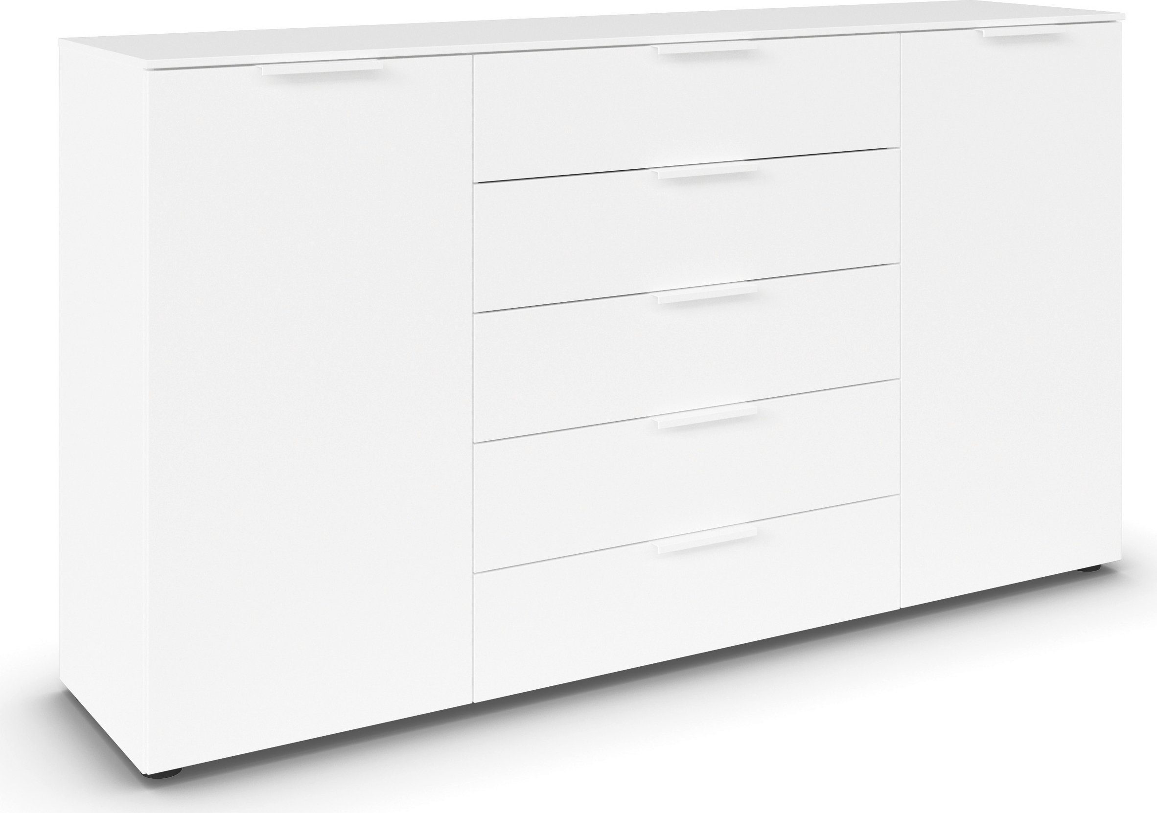 rauch Schubkastenkommode Flipp Schubladenkommode Wäscheschrank Schrank (Breite 160/180 cm mit 4 Einlegeböden), 2-türig mit 5 Schubladen und Soft-Close-Funktion in zwei Breiten