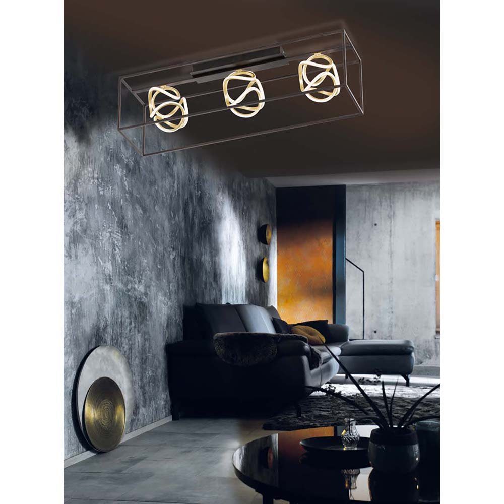 Deckenleuchte, Deckenleuchte Lampe Lampe Wohnzimmerleuchte Metall LED Gold etc-shop Dimmbar LED