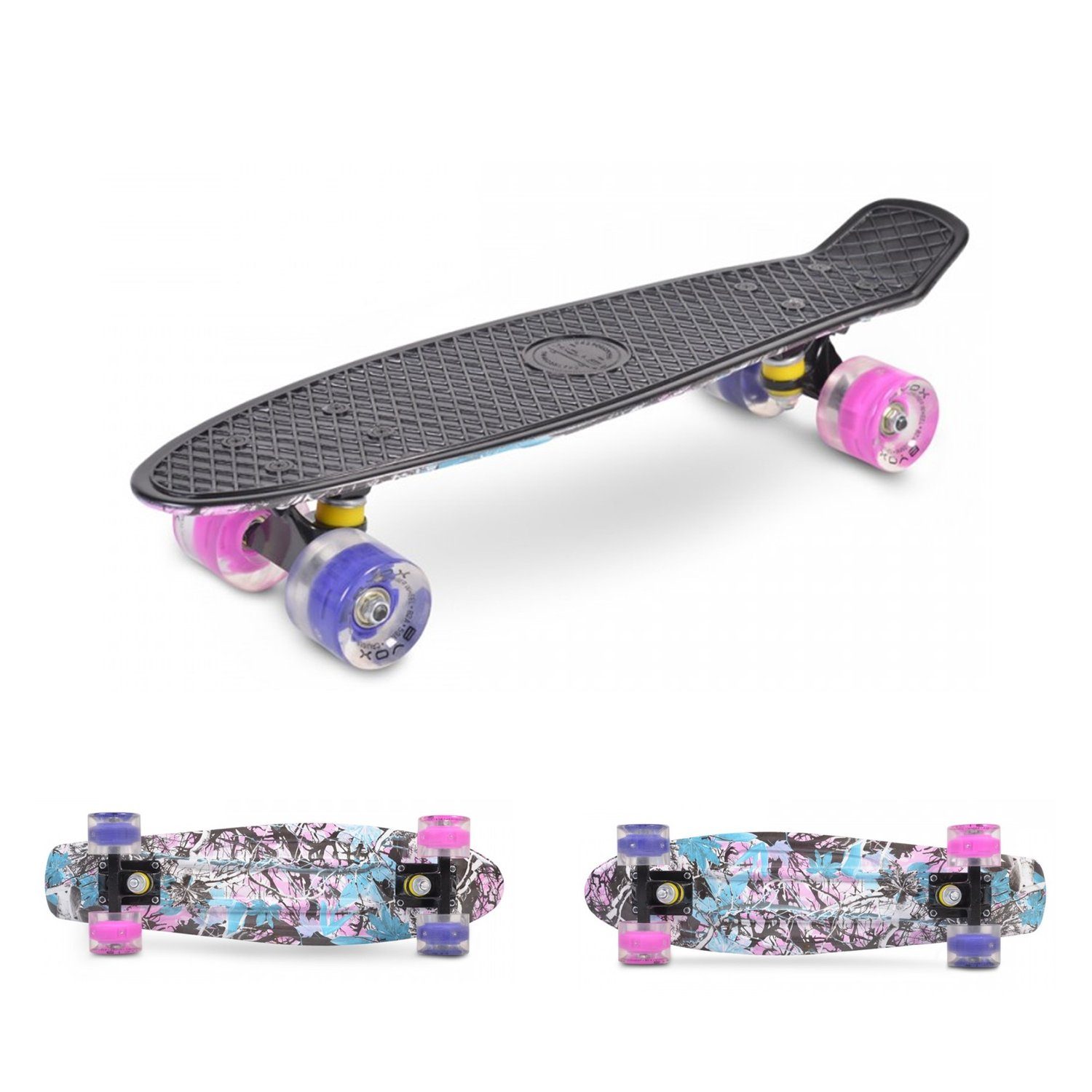 Byox Skateboard Kinder Skateboard Graffiti, 22" Aluminium Achse 85A PU Rollen ABEC 7 Lager