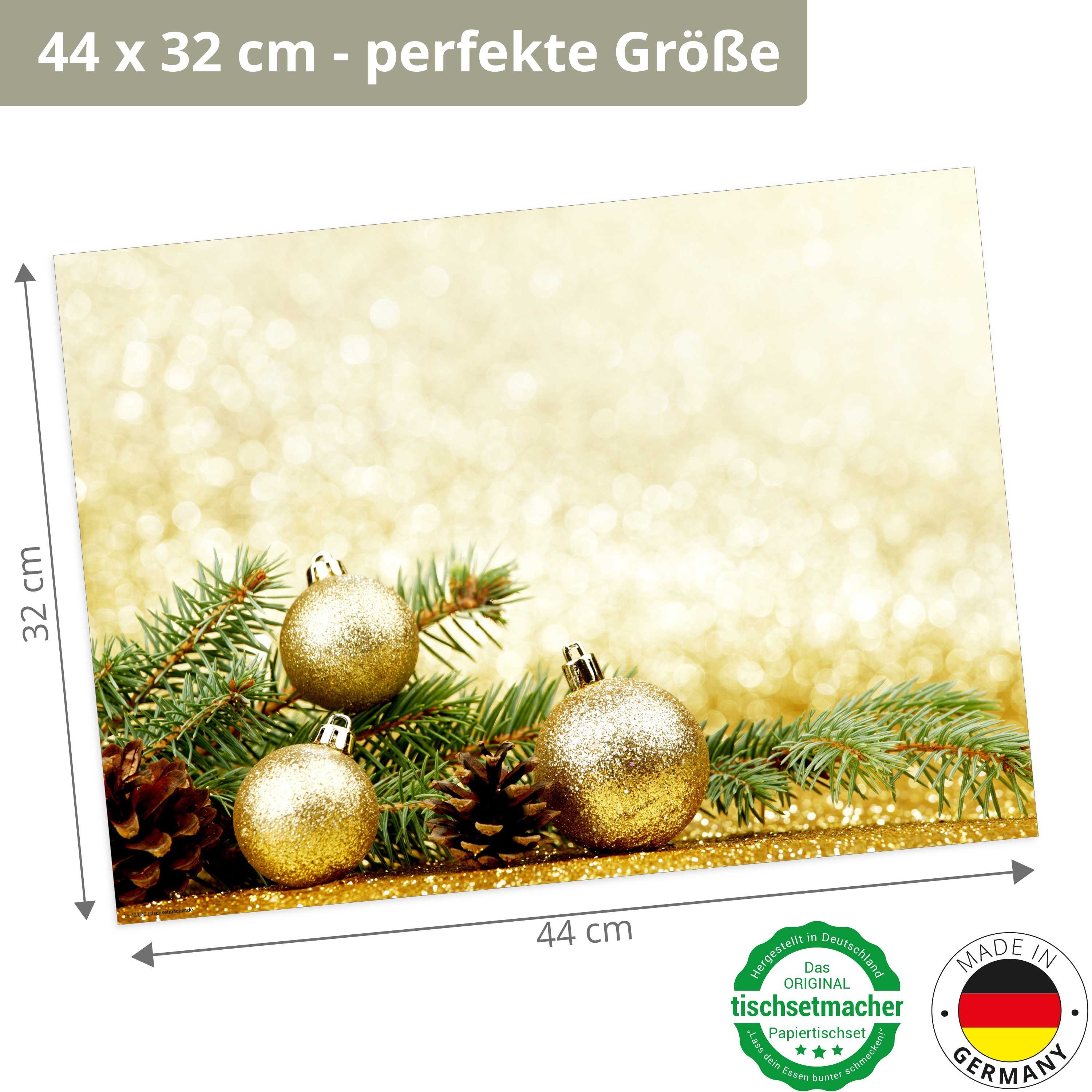 Made 12-St., Platzset, in - Christbaumkugeln, Tischsetmacher, Germany Aufbewahrungsmappe, Naturpapier I (aus Tischsets Weihnachten in x Platzsets 32 Goldene cm 44 / - gold),