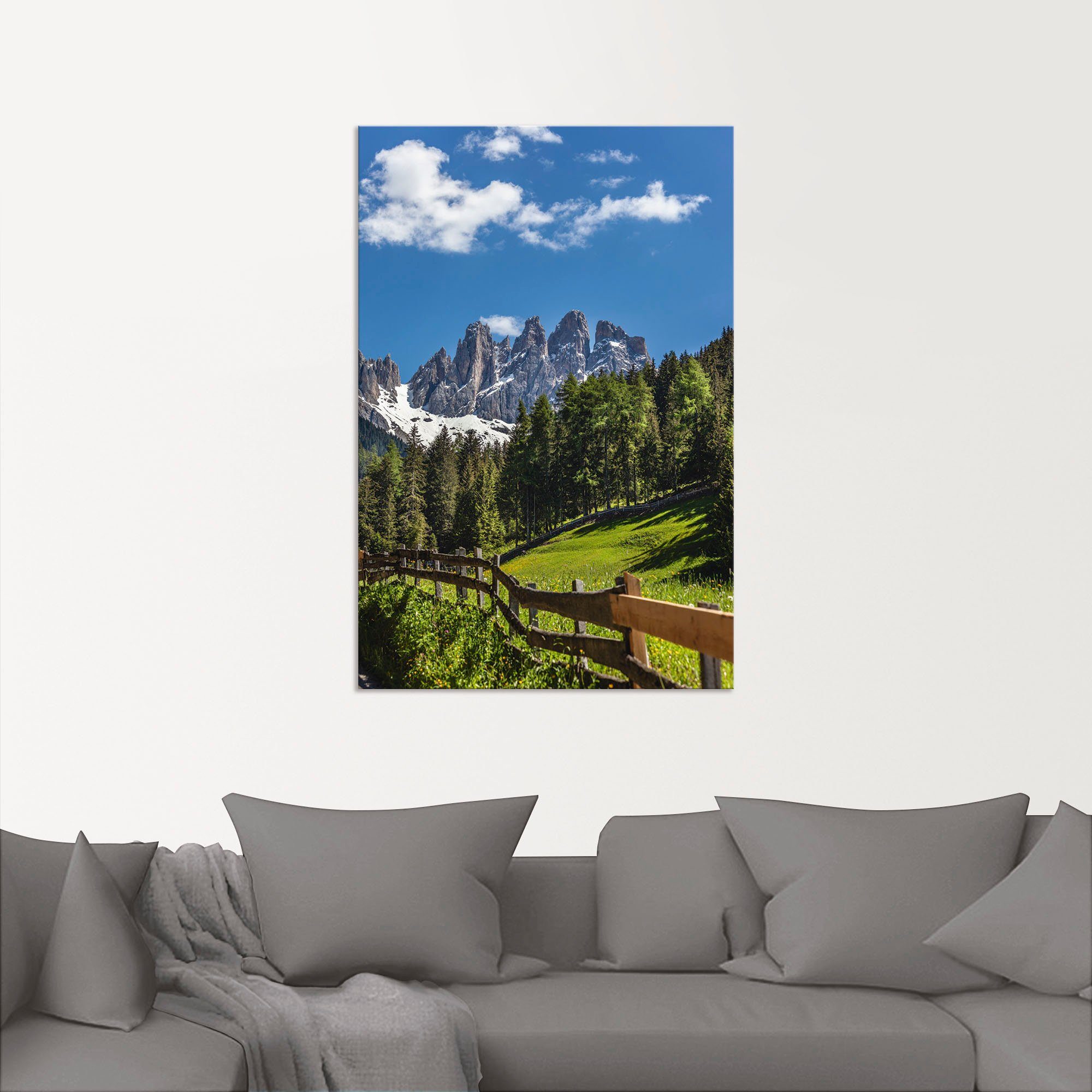 (1 Größen versch. Alpenbilder Wandbild Leinwandbild, mit Dolomiten, Villnösstal Berge St), Artland oder Wandaufkleber Poster Alubild, in Südtirol, als &