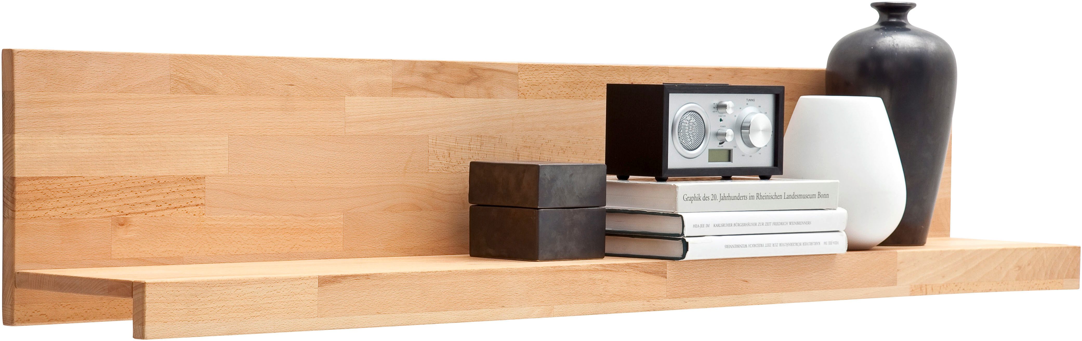 MCA living Wandboard Fenja Wandpaneel, Wandregal, Regal, Regal mit Boden, 1-tlg., Massivholz, Kernbuche, 1 Boden mit Blende, Breite 150 cm