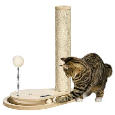 PawHut Kratzbaum für Kitten inkl. Spielzeug, Kugelbahn, Kugel mit Feder, BxTxH: 35x23x40 cm