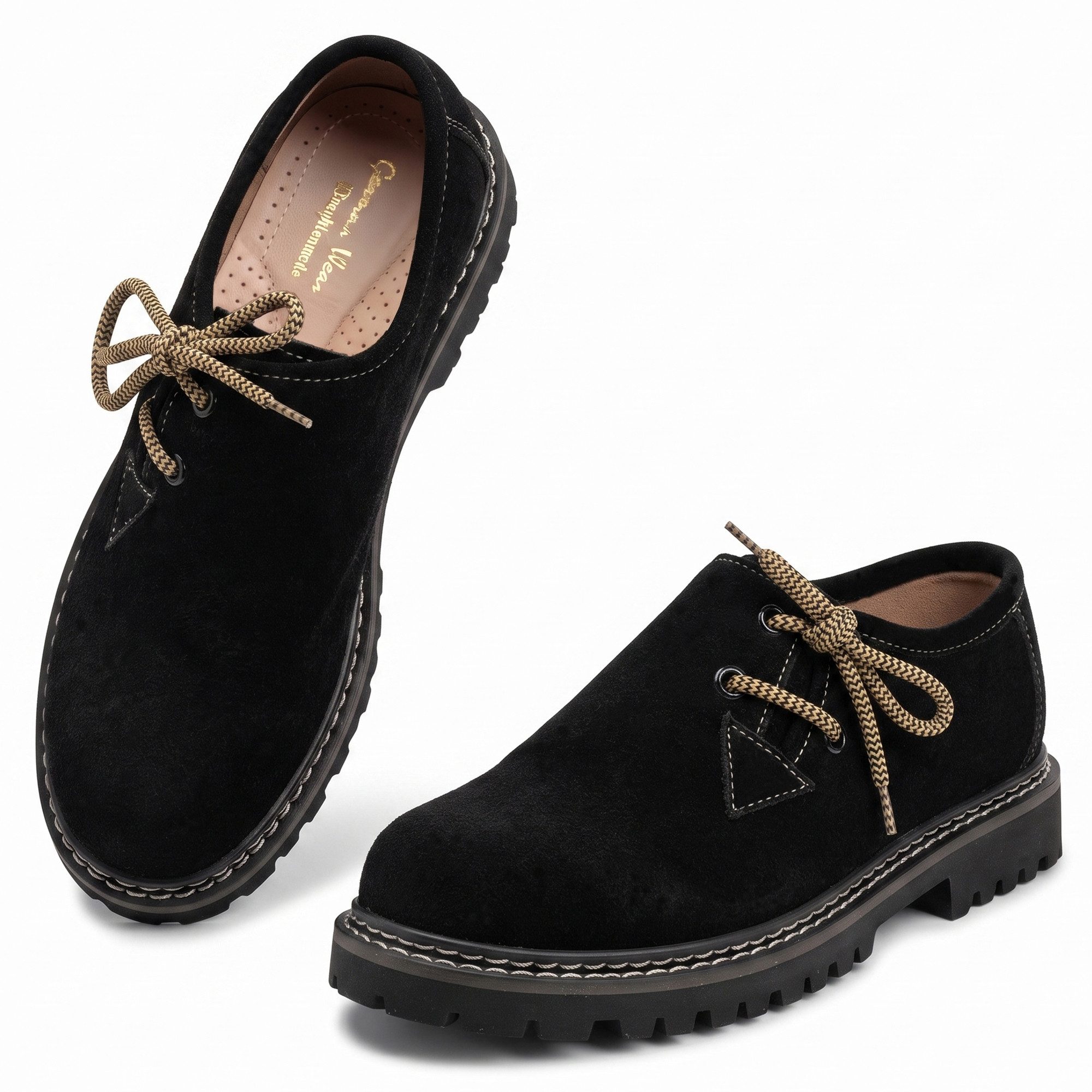 German Wear GW1800-VL Kinder Haferlschuh Jungen Mädchen Haferlschuhe Trachtenschuhe Schwarz/Dunkelbraun