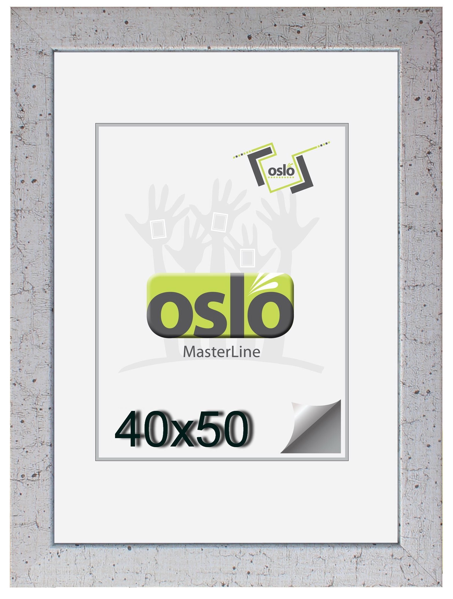 40 Querformat, 50 Oslo Einzelrahmen cm Holz FSC x Bilderrahmen Hoch- massiv Portraitrahmen MasterLine silber Echtglas und