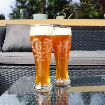 LUXENTU Bierglas 60. Jubiläum Weizenbierglas mit Gravur 0,5 l, Glas