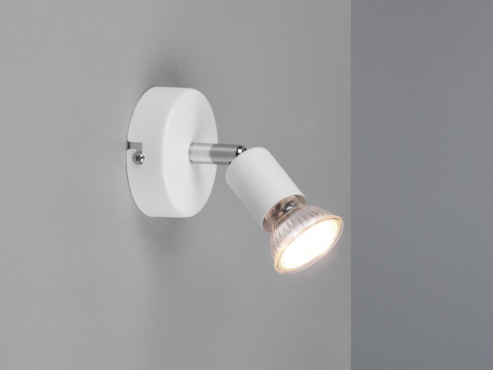 meineWunschleuchte LED Wandstrahler, LED wechselbar, Warmweiß, innen,  kleine Wandlampe schwenkbar Weiß für Treppenhaus & Jugendzimmer