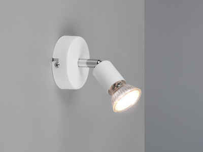 meineWunschleuchte LED Wandstrahler, LED wechselbar, Warmweiß, innen, kleine Wandlampe schwenkbar Weiß für Treppenhaus & Jugendzimmer