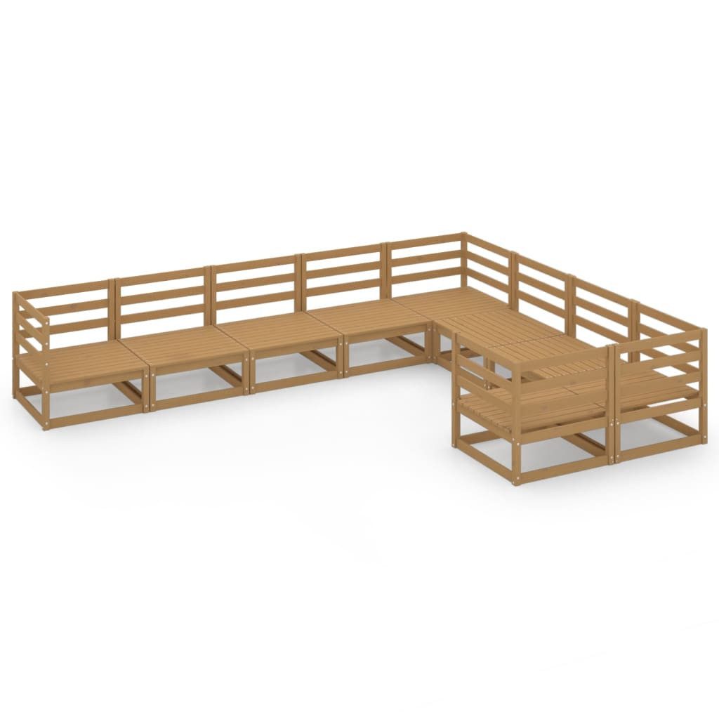 vidaXL Gartenlounge-Set 9-tlg. Garten-Lounge-Set Massivholz Kiefer, (1-tlg)