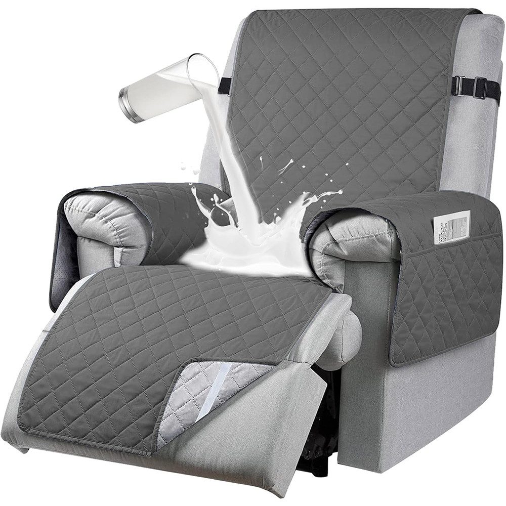 TUWENA Sesselschoner Wasserdichter Sesselüberwurf Mit Taschen, Kratzfest Sesselüberzug, 1 Sitzer Anti-Rutsch Sesselschoner für Relaxsessel Mit Taschen