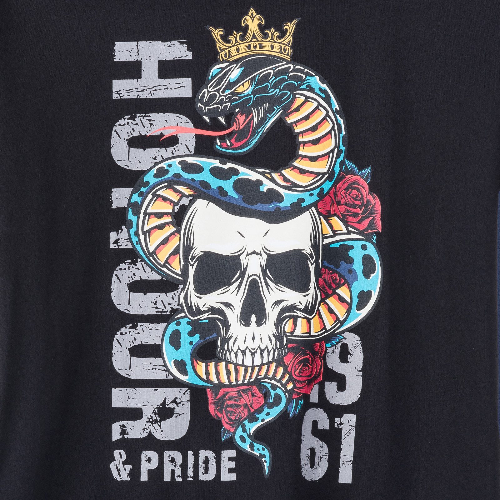 Iron Stitch Print-Shirt Iron Stitch Übergröße T-Shirt schwarz Totenkopfprin günstig online kaufen