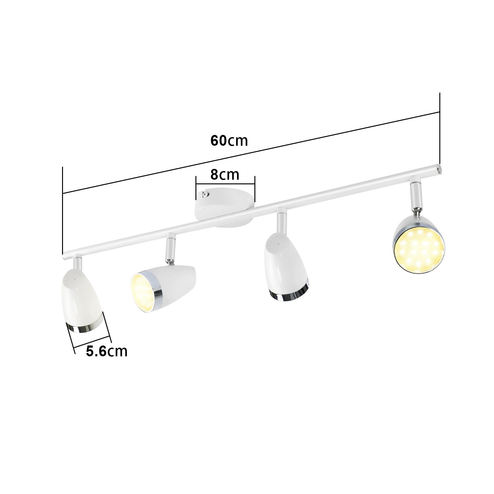 ZMH Deckenstrahler 1/2/3/4 Flammig 4/6/12/16W Deckenlampe schwenkbar 350° Wohnzimmer, Augenschutz, Einfache Installtion, LED fest integriert, Warmweiß, Weiß 3000K schwenkbar 350° Deckenspot Flur Schlafzimmer