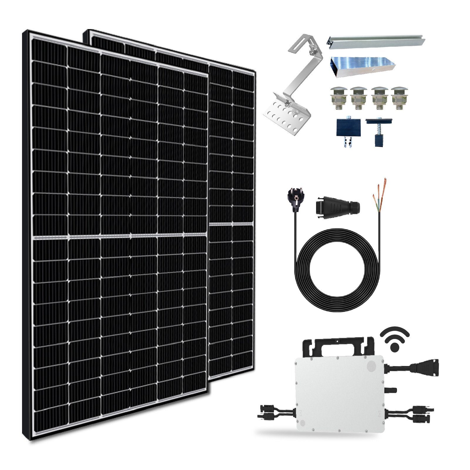 EPP.Solar Solaranlage 830W Balkonkraftwerk Komplettset PV-Montage Ziegeldach, Hoymiles HMS-800-2T Upgradefähiger WIFI Wechselrichter